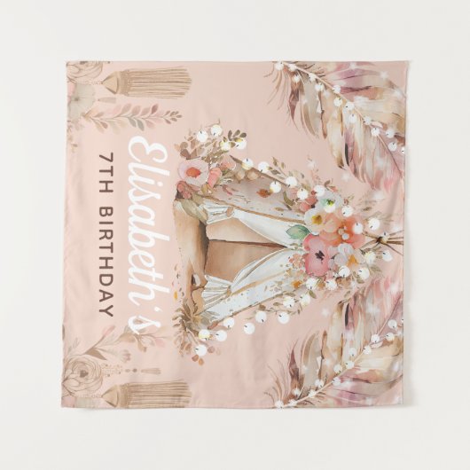 Mooie Verjaardag Boho Persoonlijk Wandkleed (Voorkant (horizontaal))