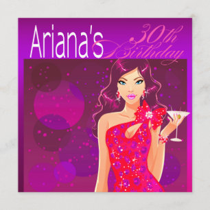 Mooie Verjaardag Cocktailparty paars/rood Kaart