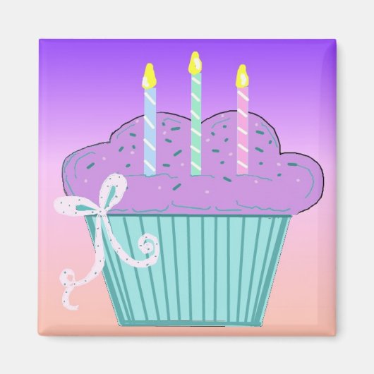Mooie verjaardag cupcake ontwerp magneet (Voorkant)