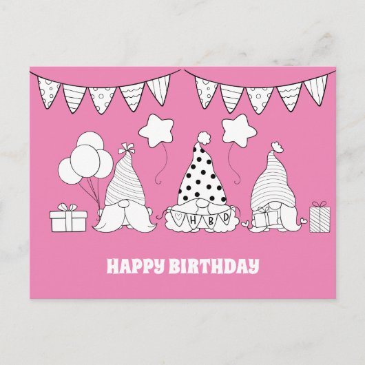 Mooie Verjaardag Kabouter Stempel Briefkaart (Voorkant)