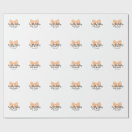 Mooie verjaardag oranje strik naam datum eenvoudig cadeaupapier
