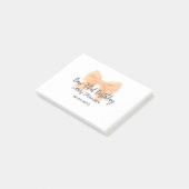 Mooie verjaardag oranje strik naam datum eenvoudig post-it® notes (Schuin)