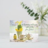 Mooie verjaardag Prayer Tea en Daffodils Briefkaart (Staand voorkant)