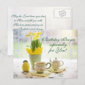 Mooie verjaardag Prayer Tea en Daffodils Briefkaart (Voorkant / Achterkant)