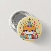 Mooie verjaardag voor feestkat, ronde button 3,2 cm (Voorkant /achterkant)