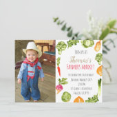 Mooie verjaardags uitnodiging met boerenmarkt foto (Staand voorkant)