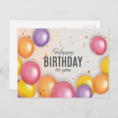 Mooie verjaardagsballon Confetti Modern Briefkaart (Voorkant / Achterkant)