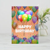 Mooie verjaardagsballonnen en Confetti Kaart (Staand voorkant)