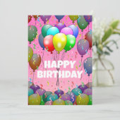 Mooie verjaardagsballonnen en Confetti Kaart (Staand voorkant)