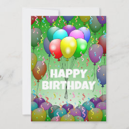 Mooie verjaardagsballonnen en confetti kaart