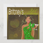 Mooie verjaardagsdame Cocktail olijf/groen Kaart (Voorkant)