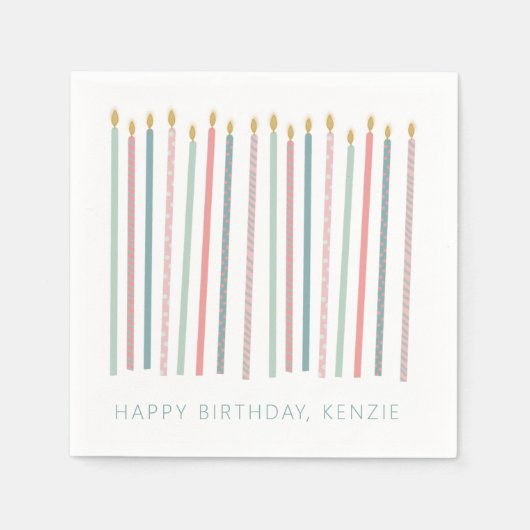 Mooie verjaardagskaarsen servet (Voorkant)