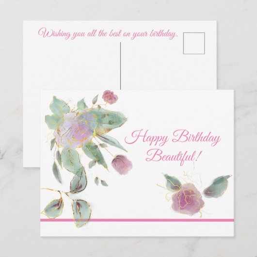 Mooie verjaardagskaart briefkaart (Voorkant / Achterkant)