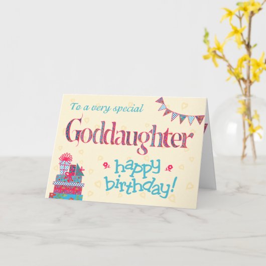 Mooie verjaardagskaart peetdochter, slinger, cadea kaart (Gele Bloem)