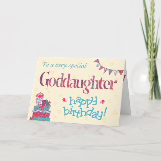 Mooie verjaardagskaart peetdochter, slinger, cadea kaart (Voorkant)