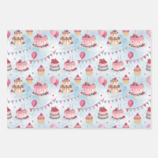 Mooie verjaardagstaart inpakpapier vel (Voorkant)