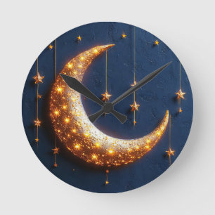 Mooie verlichte wassende maan ronde klok