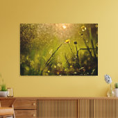 Mooie verlichting Misty Rain Kleine bloemen Canvas Afdruk (Insitu (Woonkamer))