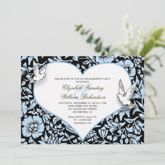 Mooie verlovingsfeest aangepaste uitnodigingen (Staand voorkant)