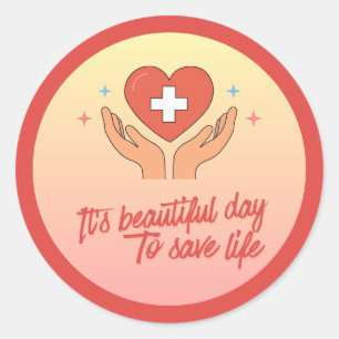 Mooie verpleegster dokter klassieke ronde sticker