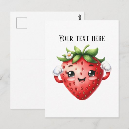 Mooie verse aardbei aanpasbaar briefkaart (Voorkant / Achterkant)