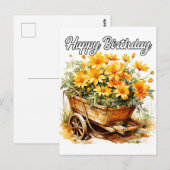 Mooie verse bloemen gefeliciteerd met je verjaarda briefkaart (Voorkant / Achterkant)