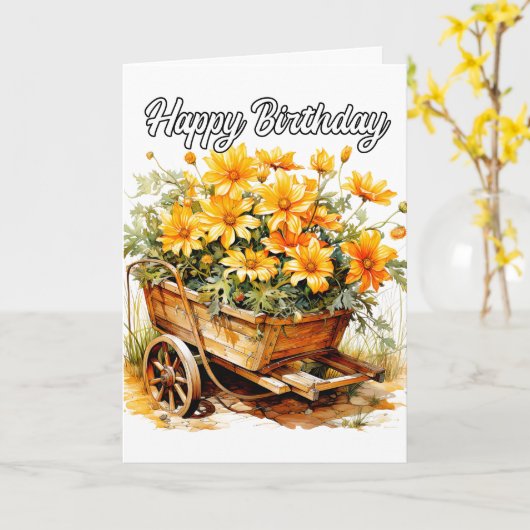 Mooie verse bloemen Gelukkige verjaardag Kaart (Gele Bloem)