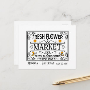 Mooie verse bloemenmarkt voeg dagen uren toe briefkaart