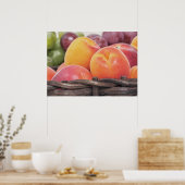 Mooie verse vruchten in een mand poster (Keuken)
