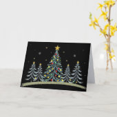 Mooie Versierde Bomen Kerstkaart Kaart (Gele Bloem)