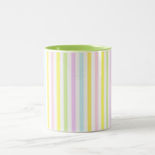 Mooie verticale strepen in pastelkleuren tweekleurige koffiemok (Center)