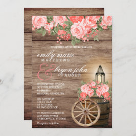 Mooie Verweerde Houten Vat en Koraalbloemen Kaart