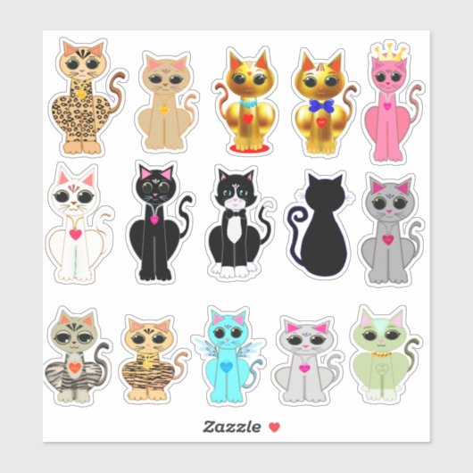 Mooie verzameling wilde katten sticker (Vel)