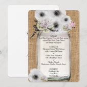 Mooie, vetplanten en bloemen op Burlap Menu (Voorkant / Achterkant)