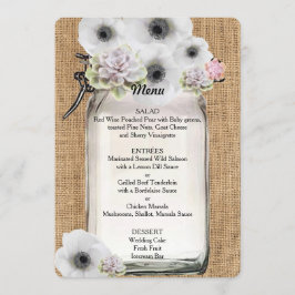 Mooie, vetplanten en bloemen op Burlap Menu