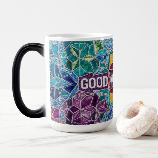 Mooie vibes alleen moderne mozaïekpatroon keramisc magische mok (Met donut)