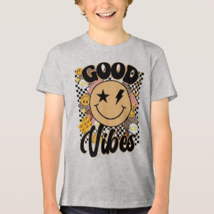 Mooie Vibes Smiley Gezicht Tri-Blend Shirt