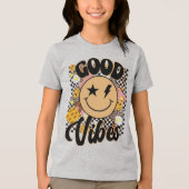 Mooie Vibes Smiley Gezicht Tri-Blend Shirt (Voorkant)