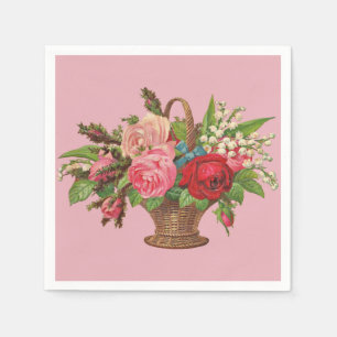 Mooie Victoriaans bloemenmand print Servet