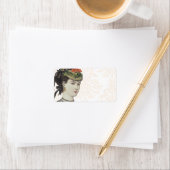 Mooie Victoriaans Dame - Damask Achtergrond Etiket (Insitu)