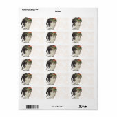 Mooie Victoriaans Dame - Damask Achtergrond Etiket (Full Sheet)
