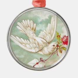 MOOIE  Victoriaans Duifletter Metalen Ornament