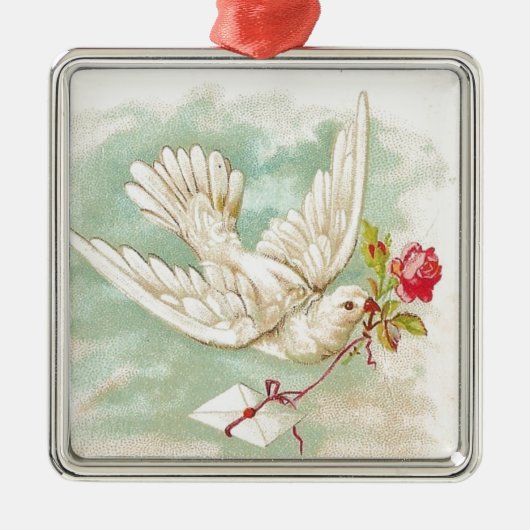 MOOIE Victoriaans Duifletter Metalen Ornament (Voorkant)