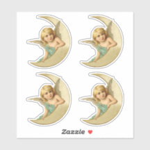 Mooie Victoriaans engel rust op de maan uitgesnede