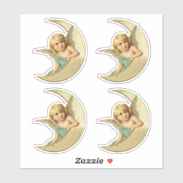 Mooie Victoriaans engel rust op de maan uitgesnede Sticker