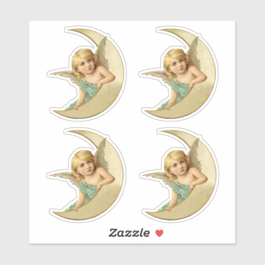 Mooie Victoriaans engel rust op de maan uitgesnede Sticker (Vel)