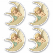 Mooie Victoriaans engel rust op de maan uitgesnede Sticker (Voorkant)