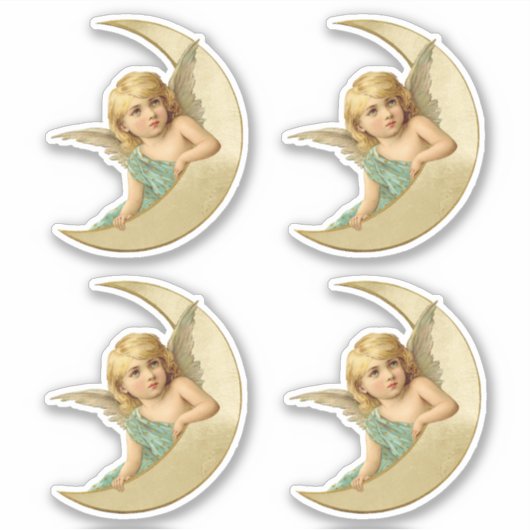 Mooie Victoriaans engel rust op de maan uitgesnede Sticker (Voorkant)