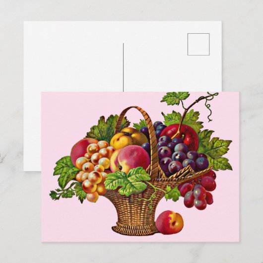 Mooie Victoriaans fruitmand Briefkaart (Voorkant / Achterkant)