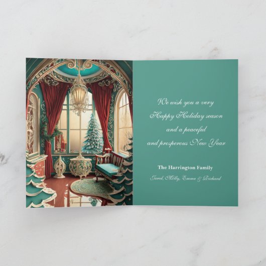 Mooie Victoriaans kerst Feestdagen Kaart (Binnen)